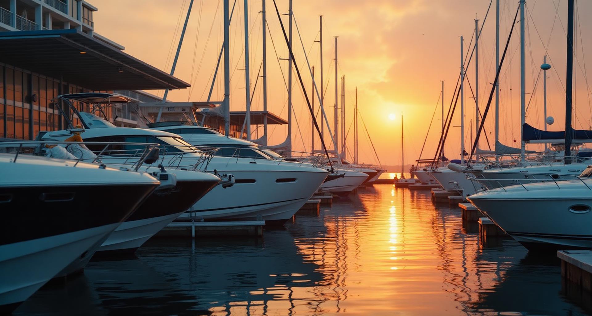 Premium jachtservice marina bij zonsondergang