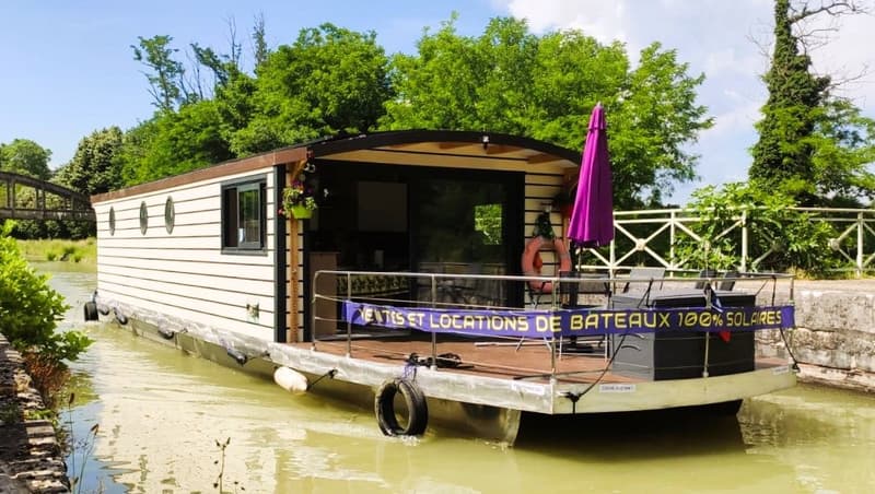 Phoebus Coche Solaire Lectrical Self Powered Boat Catamaran Standaard foto 1